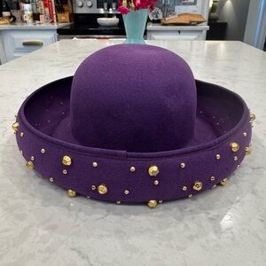Vintage 80s Mr. John Moderne Purple Wool Studded Hat – Kentucky Derby - Made USA